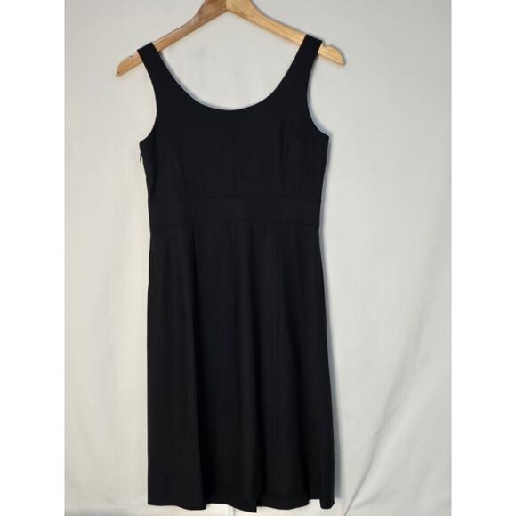 Theory Women's Square-Neck True Black Size 6 Fit N Flare A-Line Dress $355 - Picture 7 of 7